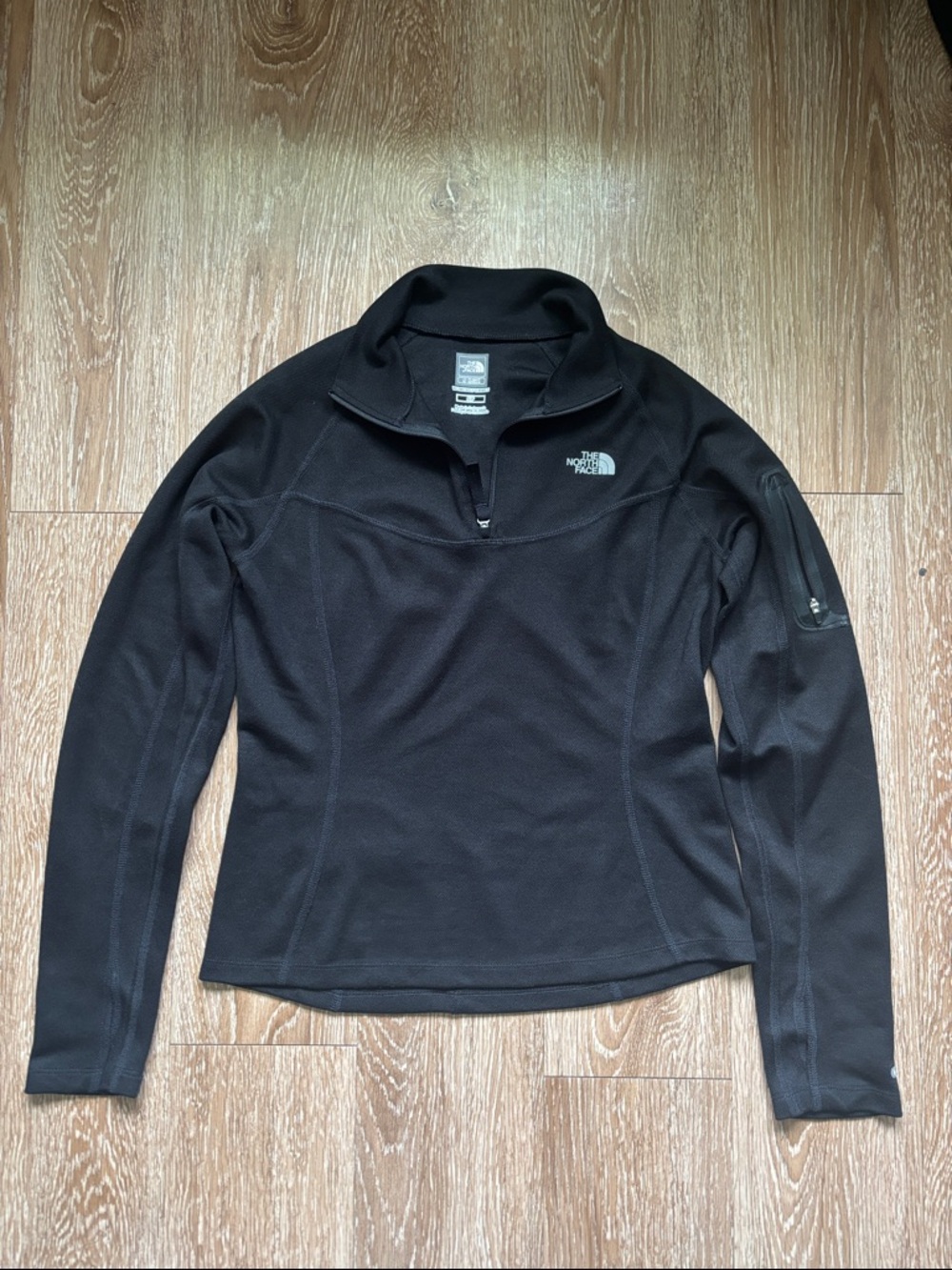 The North Face black quarter zip athletic pullover top, flight series, small